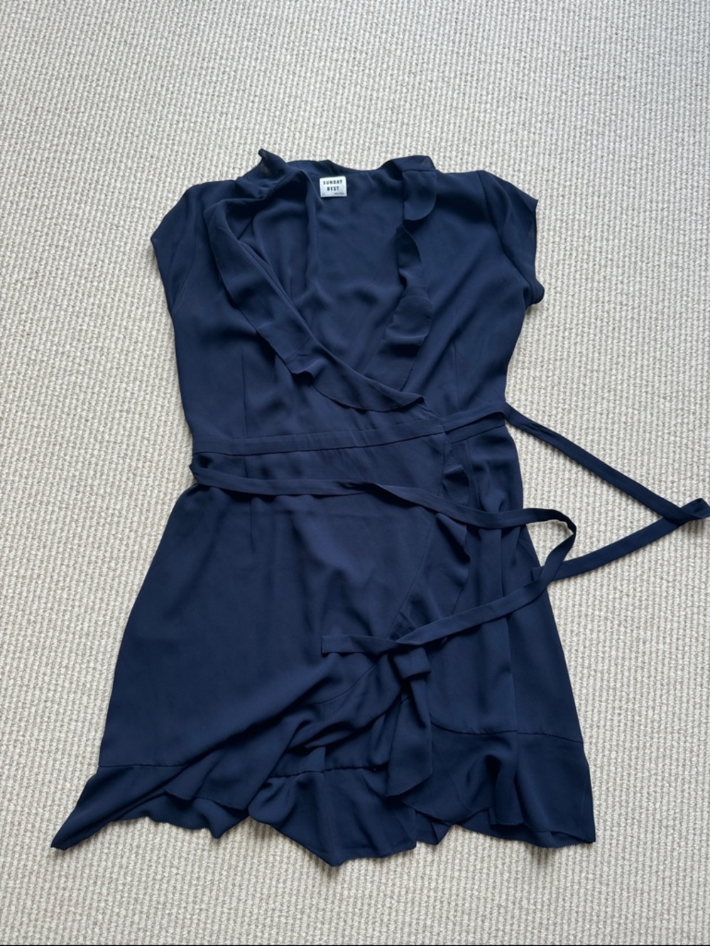 Sunday Best Navy Ruffle Wrap Mini Dress